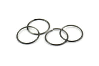 Wire Ear Hoops, 24 Oxidized Brass Black Faceted Wire Hoops, Earring Findings (20x1.3mm) E062 S811
