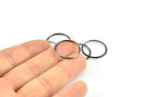 Wire Ear Hoops, 24 Oxidized Brass Black Faceted Wire Hoops, Earring Findings (20x1.3mm) E062 S811