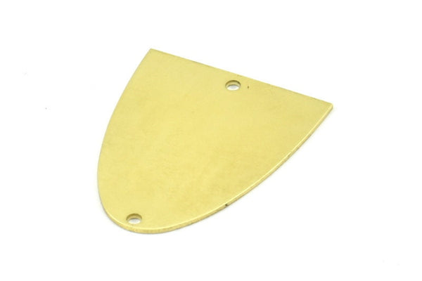 Half Ellipse Charm, 6 Raw Brass Half Ellipse Shape Charms With 2 Holes, Pendants, Earrings, Findings (28x24x0.70mm) B0215