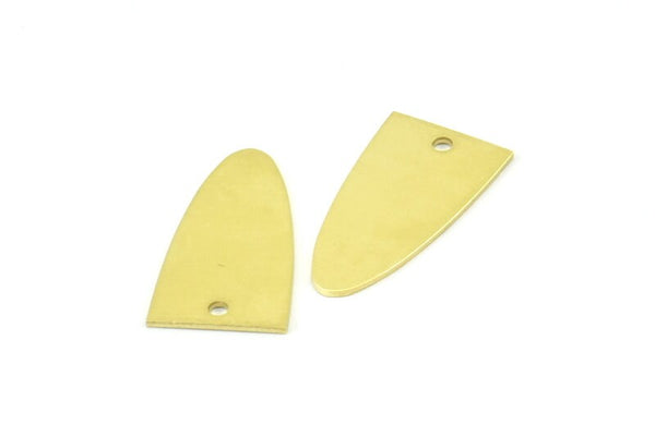 Half Ellipse Charm, 15 Raw Brass Half Ellipse Shape Charms With 1 Hole, Pendants, Earrings, Findings (23x12x0.70mm) B0220