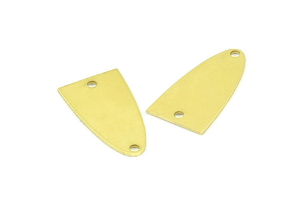 Half Ellipse Charm, 15 Raw Brass Half Ellipse Shape Charms With 2 Holes, Pendants, Earrings, Findings (23x12x0.70mm) B0222