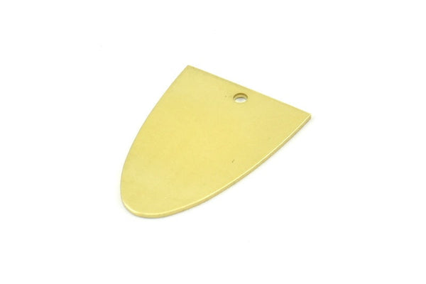 Half Ellipse Charm, 10 Raw Brass Half Ellipse Shape Charms With 1 Hole, Pendants, Earrings, Findings (26x18x0.70mm) B0226