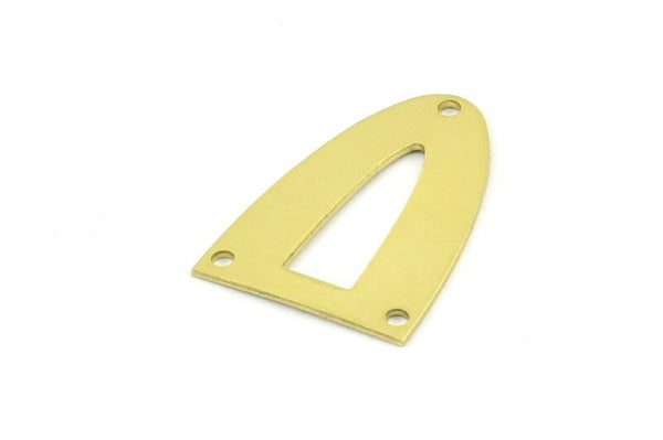 Half Ellipse Charm, 10 Raw Brass Half Ellipse Shape Charms With 3 Holes, Pendants, Earrings, Findings (26x18x0.70mm) B0228