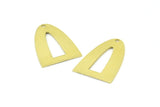 Half Ellipse Charm, 10 Raw Brass Half Ellipse Shape Charms With 1 Hole, Pendants, Earrings, Findings (26x18x0.70mm) B0229