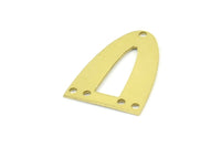 Half Ellipse Charm, 10 Raw Brass Half Ellipse Shape Charms With 5 Holes, Pendants, Earrings, Findings (26x18x0.70mm) B0230