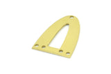 Half Ellipse Charm, 10 Raw Brass Half Ellipse Shape Charms With 5 Holes, Pendants, Earrings, Findings (26x18x0.70mm) B0230