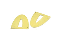 Half Ellipse Charm, 6 Raw Brass Half Ellipse Shape Charms With 2 Holes, Pendants, Earrings, Findings (28x24x0.70mm) B0234