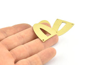Half Ellipse Charm, 6 Raw Brass Half Ellipse Shape Charms With 2 Holes, Pendants, Earrings, Findings (28x24x0.70mm) B0234