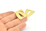 Half Ellipse Charm, 6 Raw Brass Half Ellipse Shape Charms With 2 Holes, Pendants, Earrings, Findings (28x24x0.70mm) B0234