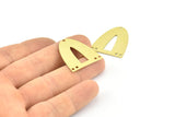 Half Ellipse Charm, 6 Raw Brass Half Ellipse Shape Charms With 5 Holes, Pendants, Earrings, Findings (28x24x0.70mm) B0235
