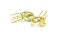 Claw Ring Settings - 2 Raw Brass 4 Claw Ring Blanks For Natural Stones E658