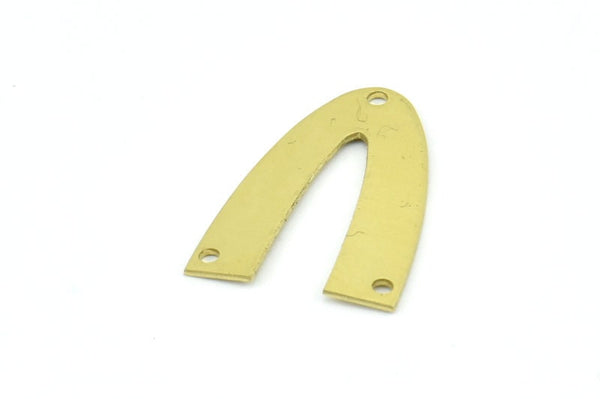 Brass Geometric Charm, 12 Raw Brass V Shaped Charms With 3 Holes, Pendants, Findings (25x18x0.70mm) B0242