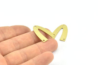 Brass Geometric Charm, 12 Raw Brass V Shaped Charms With 3 Holes, Pendants, Findings (25x18x0.70mm) B0242