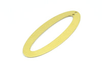 Brass Ellipse Charm, 4 Raw Brass Ellipse Shape Stamping Blank Charms With 2 Holes Earrings, Findings (59x24x0.70mm) B0250