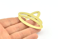 Brass Ellipse Charm, 4 Raw Brass Ellipse Shape Stamping Blank Charms With 2 Holes Earrings, Findings (59x24x0.70mm) B0250