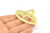 Brass Ellipse Charm, 4 Raw Brass Ellipse Shape Stamping Blank Charms With 2 Holes Earrings, Findings (59x24x0.70mm) B0250