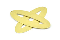 Brass Ellipse Charm, 4 Raw Brass Ellipse Shape Stamping Blank Charms With 1 Hole Earrings, Findings (59x24x0.70mm) B0252