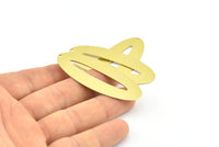 Brass Ellipse Charm, 4 Raw Brass Ellipse Shape Stamping Blank Charms With 1 Hole Earrings, Findings (59x24x0.70mm) B0252