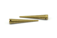 Long Spike Pendant, 2 Antique Brass Extra Long Spike Tribal Pendants With 1 Hole (40x7mm) U130