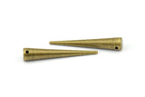 Long Spike Pendant, 2 Antique Brass Extra Long Spike Tribal Pendants With 1 Hole (40x7mm) U130