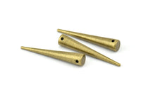 Long Spike Pendant, 2 Antique Brass Extra Long Spike Tribal Pendants With 1 Hole (40x7mm) U130