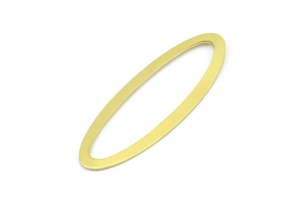 Brass Ellipse Charm, 10 Raw Brass Ellipse Shape Stamping Blank Charms, Earrings, Findings (53x18x0.70mm) B0256