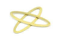 Brass Ellipse Charm, 10 Raw Brass Ellipse Shape Stamping Blank Charms, Earrings, Findings (53x18x0.70mm) B0256
