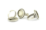 Alloy Ring Setting, 4 Antique Silver Plated Zinc Alloy Duke Ring Setting with Pad Size (16mm) H0625