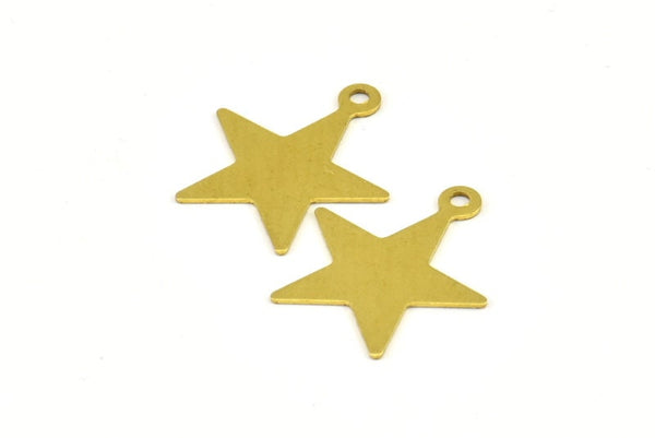 Brass Star Charm, 50 Raw Brass Star Charms (18x16mm) Brs 625 A0264