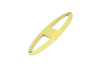Brass Ellipse Charm, 12 Raw Brass Ellipse Shape Stamping Blank Charms With 2 Holes Earrings, Findings (47x12x0.70mm) B0261