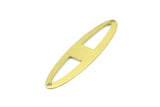 Brass Ellipse Charm, 12 Raw Brass Ellipse Shape Stamping Blank Charms With 2 Holes Earrings, Findings (47x12x0.70mm) B0261