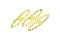 Brass Ellipse Charm, 12 Raw Brass Ellipse Shape Stamping Blank Charms With 2 Holes Earrings, Findings (47x12x0.70mm) B0261