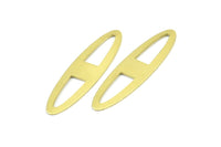 Brass Ellipse Charm, 12 Raw Brass Ellipse Shape Stamping Blank Charms, Earrings, Findings (47x12x0.70mm) B0262