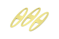 Brass Ellipse Charm, 12 Raw Brass Ellipse Shape Stamping Blank Charms, Earrings, Findings (47x12x0.70mm) B0262