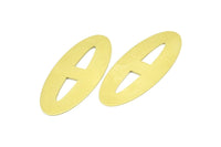 Brass Ellipse Charm, 3 Raw Brass Ellipse Shape Stamping Blank Charms, Earrings, Findings (59x24x0.70mm) B0263