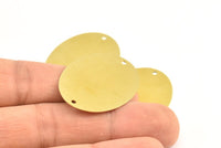 Huge Round Blank, 50 Raw Brass Stamping Tag Connectors with 2 Holes, Cabochon Tags, Findings (37x27mm) Brs 594 A0140