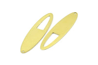 Brass Ellipse Charm, 12 Raw Brass Ellipse Shape Stamping Blank Charms With 1 Hole Earrings, Findings (47x12x0.70mm) B0267