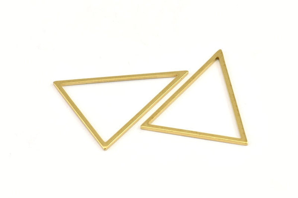 Triangle Brass Charm, 12 Raw Brass Triangles (34x34x27mm) Bs-1306