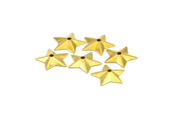 Brass Star Bead, 50 Raw Brass Star Bead Caps, (13x12mm) brs 584 A0299