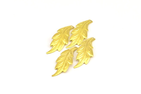20 Vintage Raw Brass Leaf Charms, Pendant , Findings (30x10 Mm)  D0503-C066
