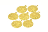 Brass Coin Charm, 20 Raw Brass Round Coin Charms, Pendant,findings (16mm) A0523
