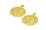 Brass Coin Charm, 20 Raw Brass Round Coin Charms, Pendant,findings (16mm) A0523