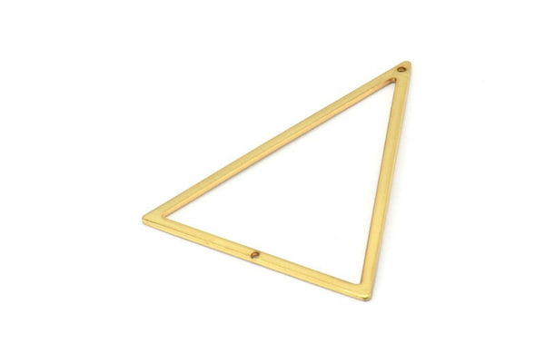 Gold Triangle Charm, 2 Gold Plated Brass Triangle Charms With 2 Holes (53.5x40x1mm) E035 Q0614