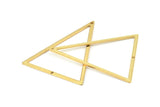 Gold Triangle Charm, 2 Gold Plated Brass Triangle Charms With 2 Holes (53.5x40x1mm) E035 Q0614