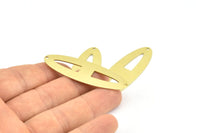 Brass Ellipse Charm, 6 Raw Brass Ellipse Shape Stamping Blank Charms With 2 Holes Earrings, Findings (53x18x0.70mm) B0270