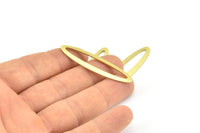 Brass Ellipse Charm, 12 Raw Brass Ellipse Shape Stamping Blank Charms, Earrings, Findings (47x12x0.70mm) B0272