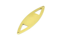 Brass Marquise Charm, 10 Raw Brass Marquise Shape Stamping Blank Charms With 2 Holes Earrings, Findings (55x16x0.80mm) B0283