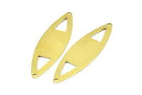 Brass Marquise Charm, 10 Raw Brass Marquise Shape Stamping Blank Charms With 2 Holes Earrings, Findings (55x16x0.80mm) B0283