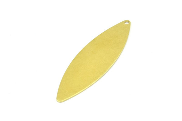 Brass Marquise Charm, 10 Raw Brass Marquise Shape Stamping Blank Charms With 1 Hole Earrings, Findings (55x16x0.80mm) B0282