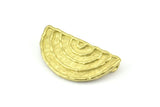 Brass Ethnic Pendant, 2 Raw Brass Semi Circle Pendants With 2 Loops (30x15mm) E672
